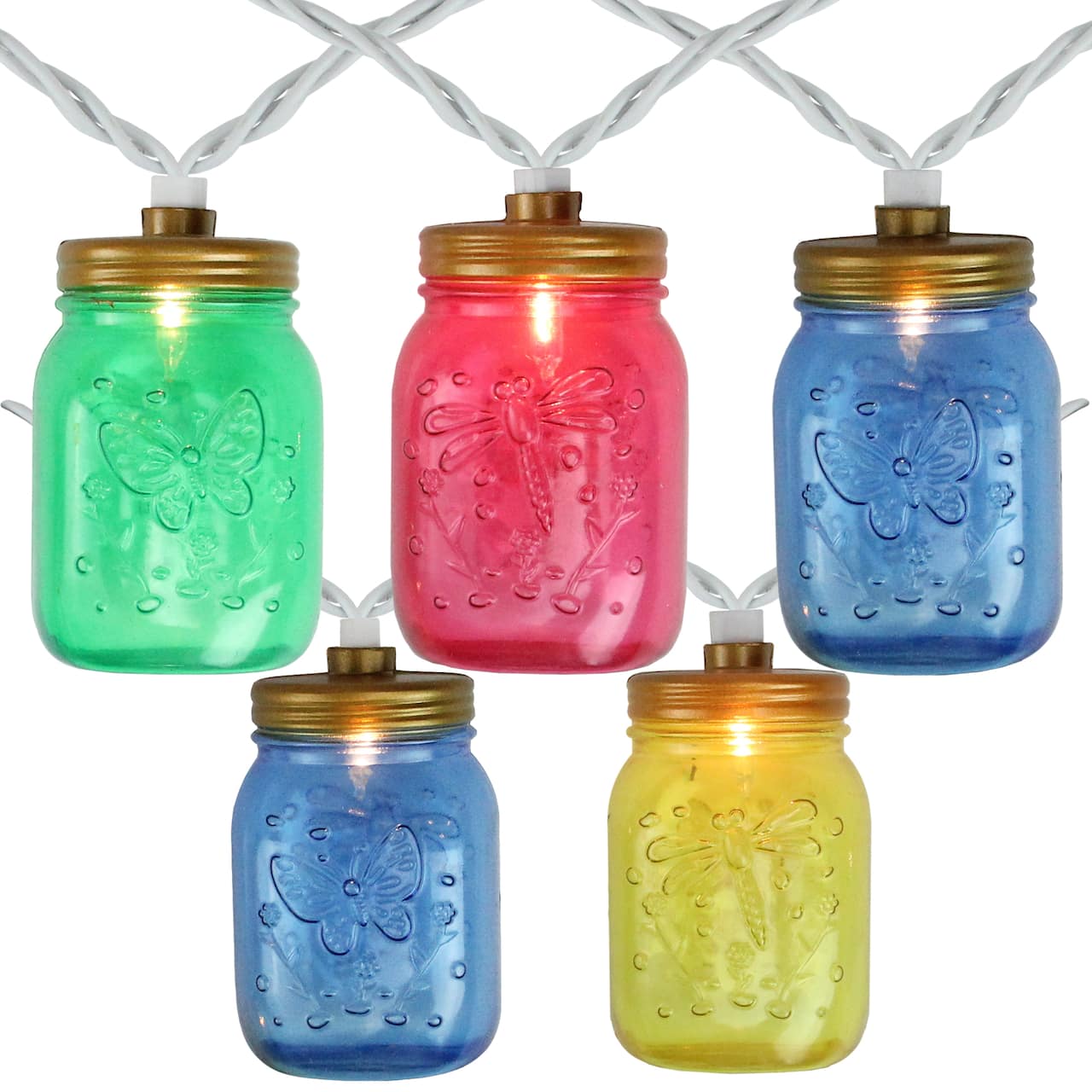 10ct. Multicolor Mini Mason Jar Patio String Lights